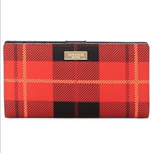 New Kate Spade Plaid Bifold Stacy Wallet